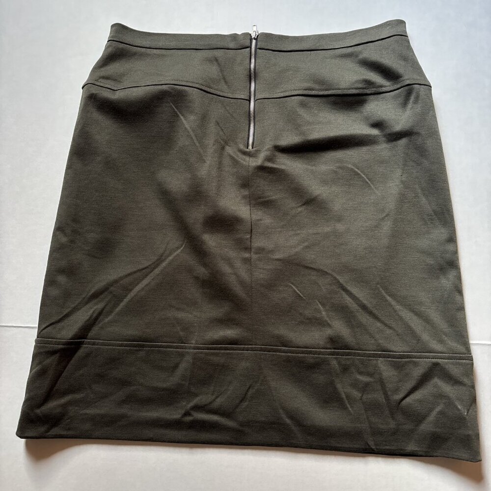 NY Collection Size 12 Lined. Zip Back Dark Olive Skirt - Picture 7 of 7